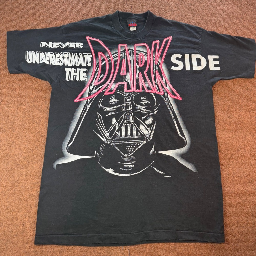 Vintage Star Wars Darth Vader Dark Side Shirt AOP XL Black 1997 90s Made in USA
